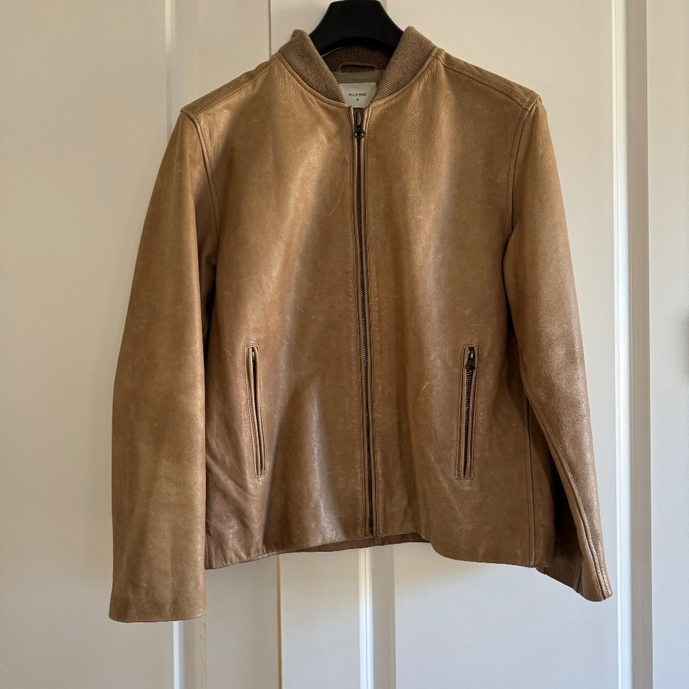 Billy Reid Luke Bomber Leather Jacket - Mud Size M